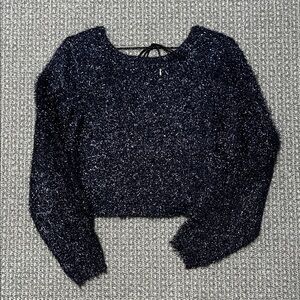 Anthropologie Midnight Blue and Silver Textured Sweater